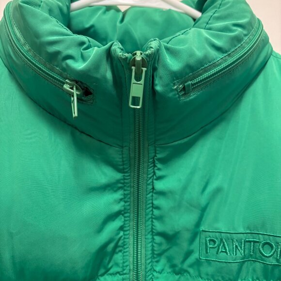 Forever 21 PANTONE Puffer Vest Size Large Neon Green EUC - Picture 5 of 8